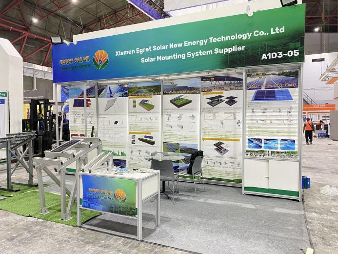 Egret Solar monteringsbrakett skinner på Solartech Indonesia 2026