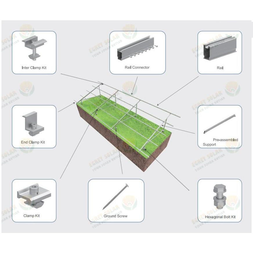 Solar Panel Jordmonteringsstruktur Solar racking System